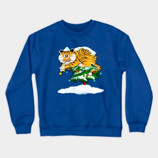 Tiger on Christmas tree / The Year of the tiger 2022 / no text Crewneck Sweatshirt